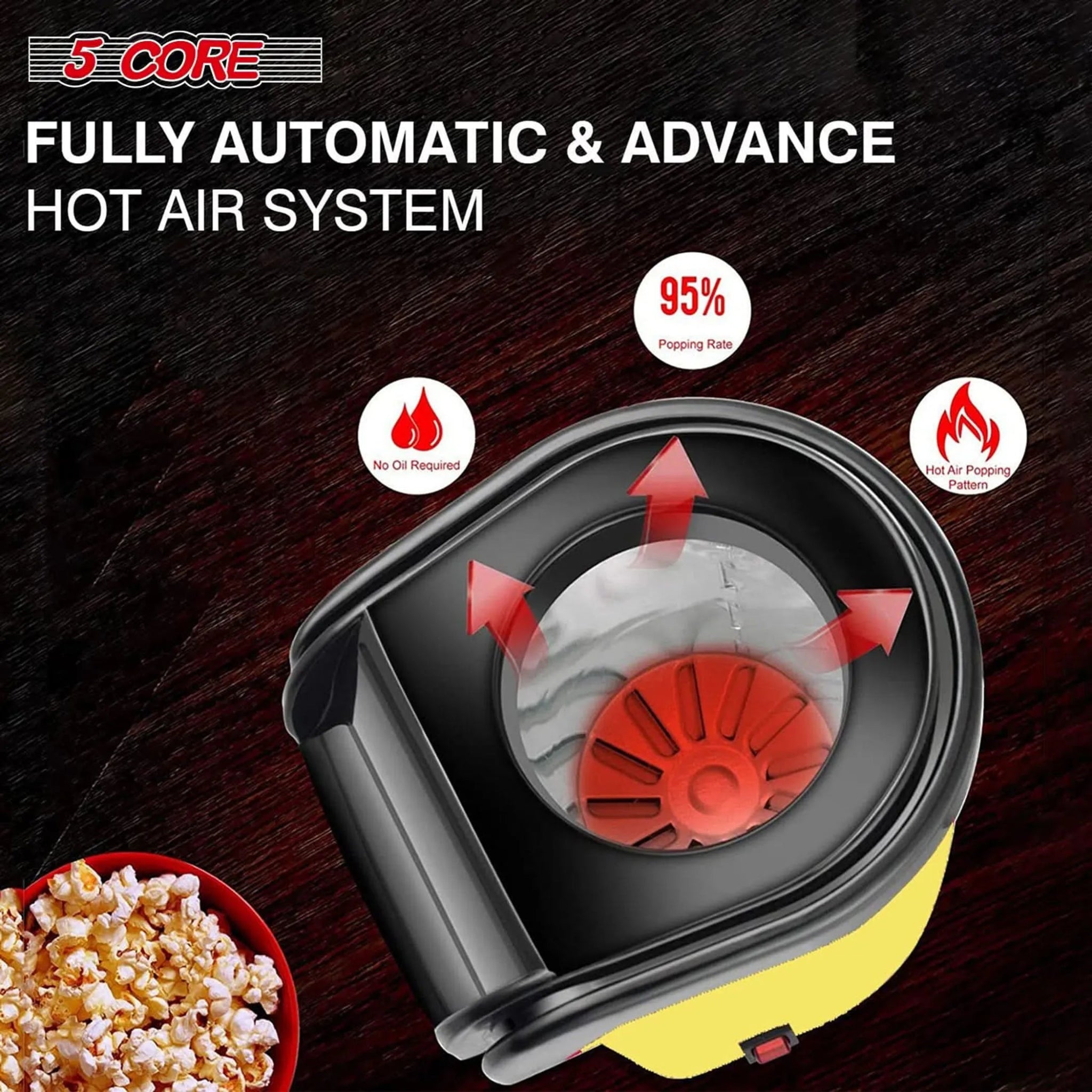 Popcorn Machine 16 Cup Hot Air Popper Mini Portable Electric Pop Corn Maker - product type - NovaVisio