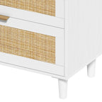 Rattan Dresser With Drawers, 6 Drawer Dresser For Bedroom, Clothes Storage Cabinet For Bedroom, Metal Handle&Wood Legs For Hallway, Living Room, Bedroom,White - product type - NovaVisio