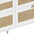 Rattan Dresser With Drawers, 6 Drawer Dresser For Bedroom, Clothes Storage Cabinet For Bedroom, Metal Handle&Wood Legs For Hallway, Living Room, Bedroom,White - product type - NovaVisio