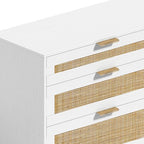 Rattan Dresser With Drawers, 6 Drawer Dresser For Bedroom, Clothes Storage Cabinet For Bedroom, Metal Handle&Wood Legs For Hallway, Living Room, Bedroom,White - product type - NovaVisio