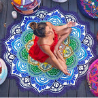 Round Beach Towel with Tassels - Polygon Print Yoga Mat - product type - NovaVisio