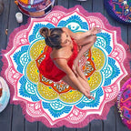 Round Beach Towel with Tassels - Polygon Print Yoga Mat - product type - NovaVisio