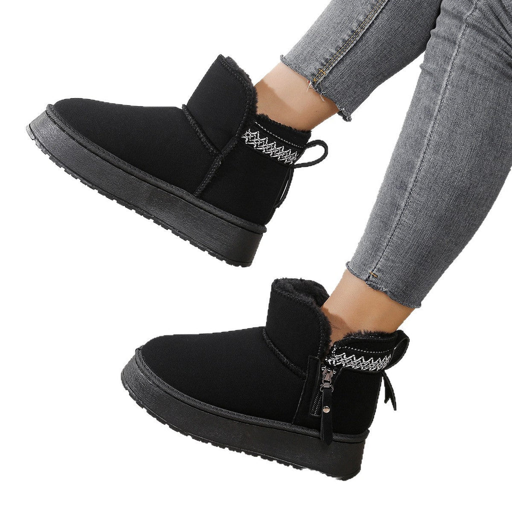 Side Zipper Thick Sole Height Increasing Snow Boots For Women - product type - NovaVisio