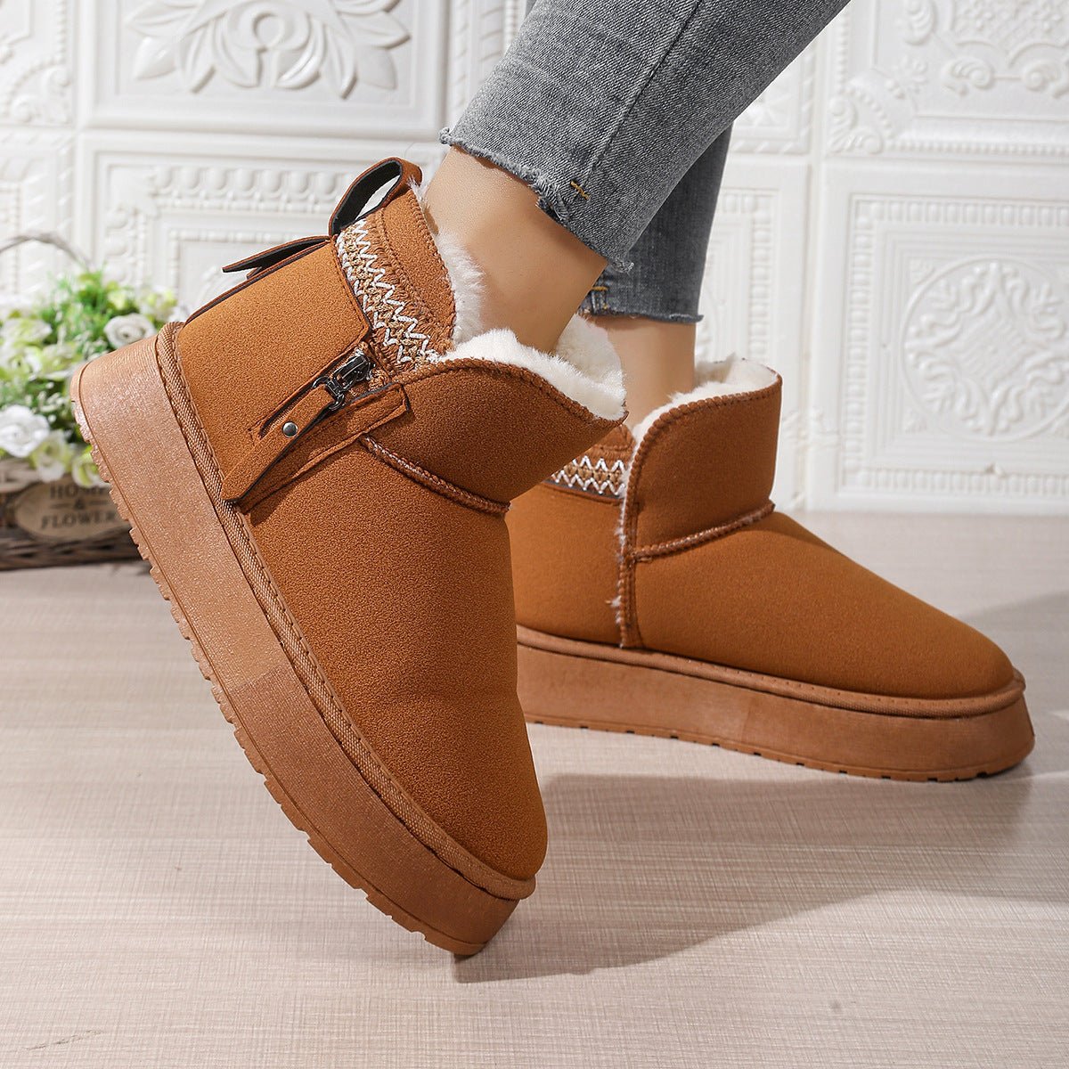 Side Zipper Thick Sole Height Increasing Snow Boots For Women - product type - NovaVisio