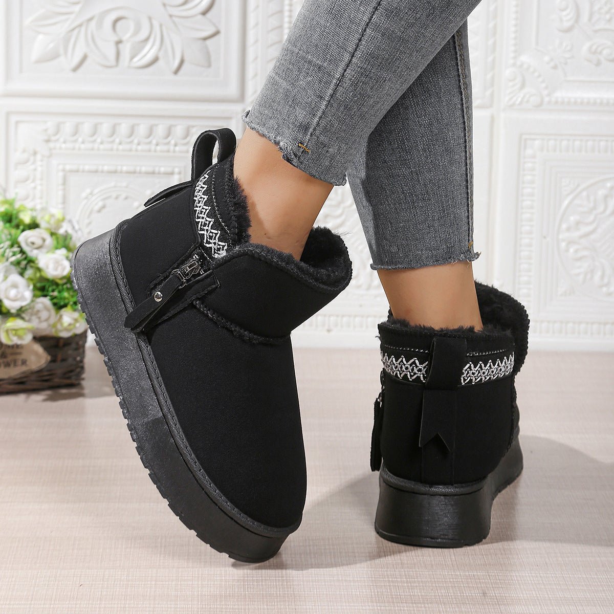 Side Zipper Thick Sole Height Increasing Snow Boots For Women - product type - NovaVisio