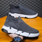 Spring Men's Casual Sports Shoes With Flyknit Mesh Upper And Sock Cuffs - Slip - on - product type - NovaVisio