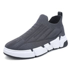 Spring Men's Casual Sports Shoes With Flyknit Mesh Upper And Sock Cuffs - Slip - on - product type - NovaVisio