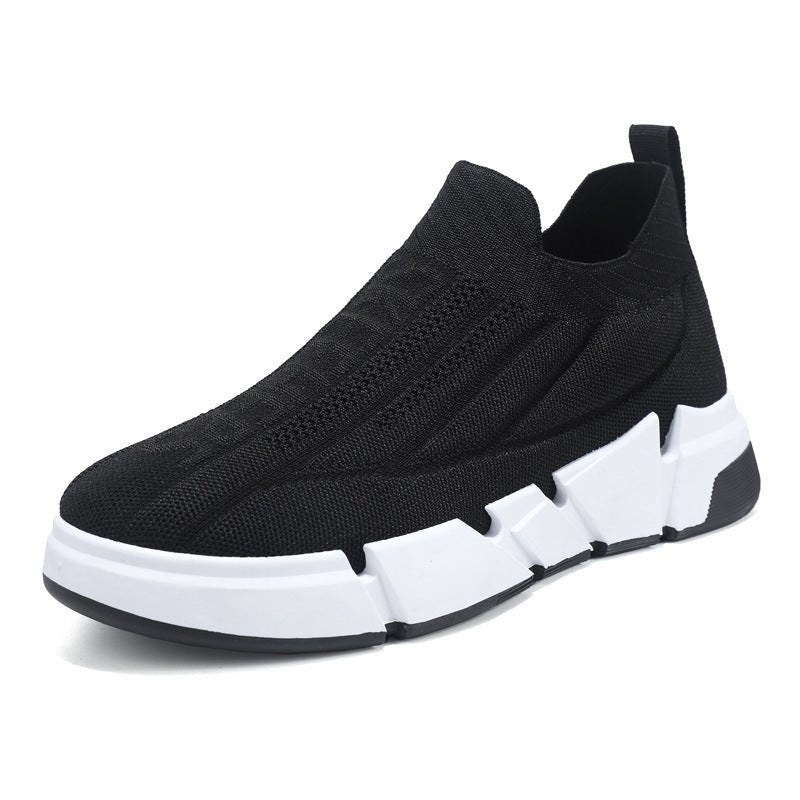 Spring Men's Casual Sports Shoes With Flyknit Mesh Upper And Sock Cuffs - Slip - on - product type - NovaVisio