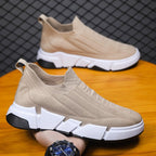 Spring Men's Casual Sports Shoes With Flyknit Mesh Upper And Sock Cuffs - Slip - on - product type - NovaVisio