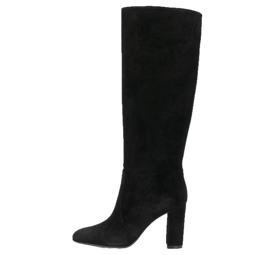 Suede Pleated High Heel Thick Heel Pointed Sleeve Boots - product type - NovaVisio