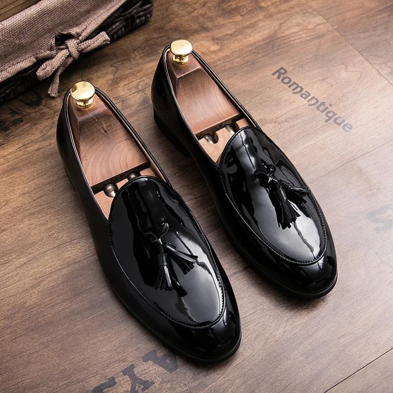 Tassel Leather Oxfords Shoes Men Loafers Casual Slip on Men Dress Shoes Italian Graceful Wedding Party Shoes Men Moccasins Black - product type - NovaVisio