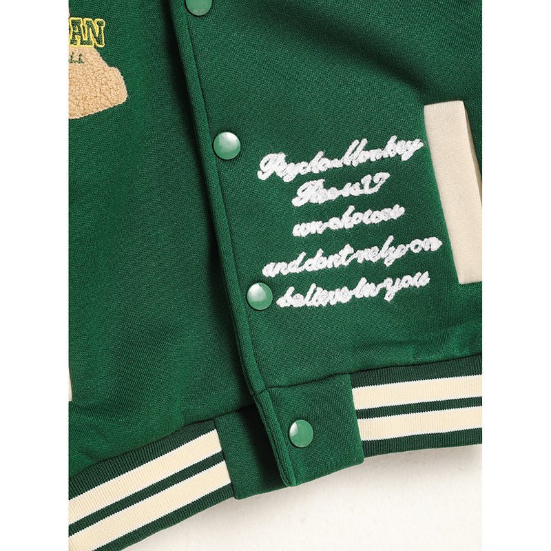 Toddler Baseball Jacket - Embroidered Letter Print Varsity Coat, Unisex - product type - NovaVisio