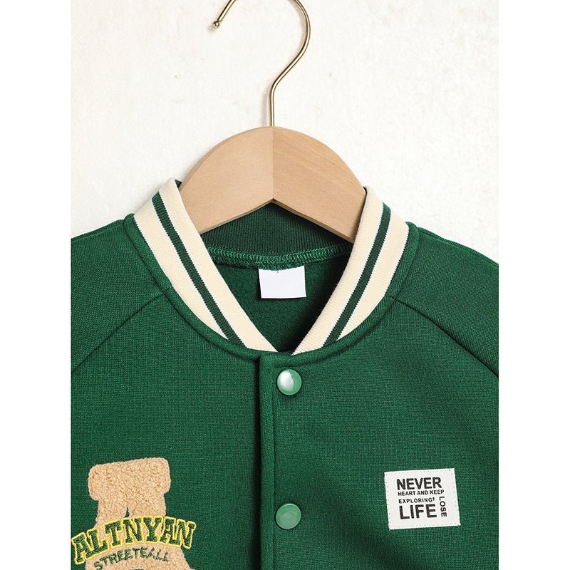 Toddler Baseball Jacket - Embroidered Letter Print Varsity Coat, Unisex - product type - NovaVisio