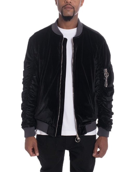 Velour Cinch Sleeve Bomber Jacket - product type - NovaVisio