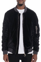 Velour Cinch Sleeve Bomber Jacket - product type - NovaVisio