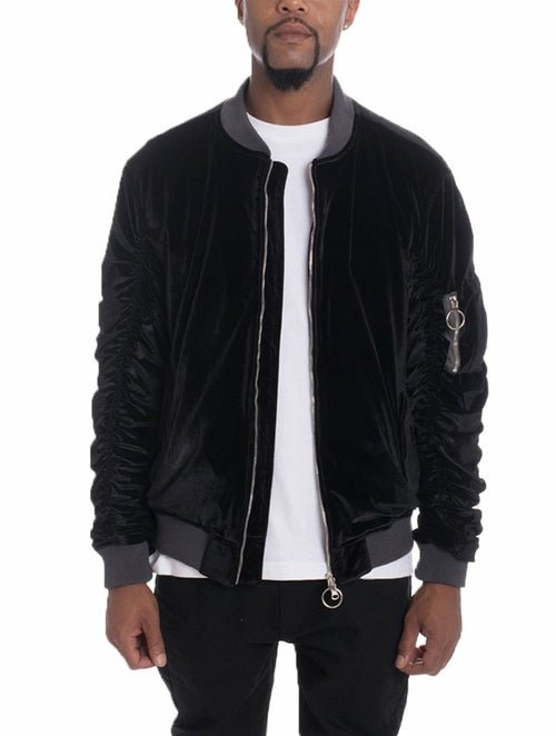 Velour Cinch Sleeve Bomber Jacket - product type - NovaVisio