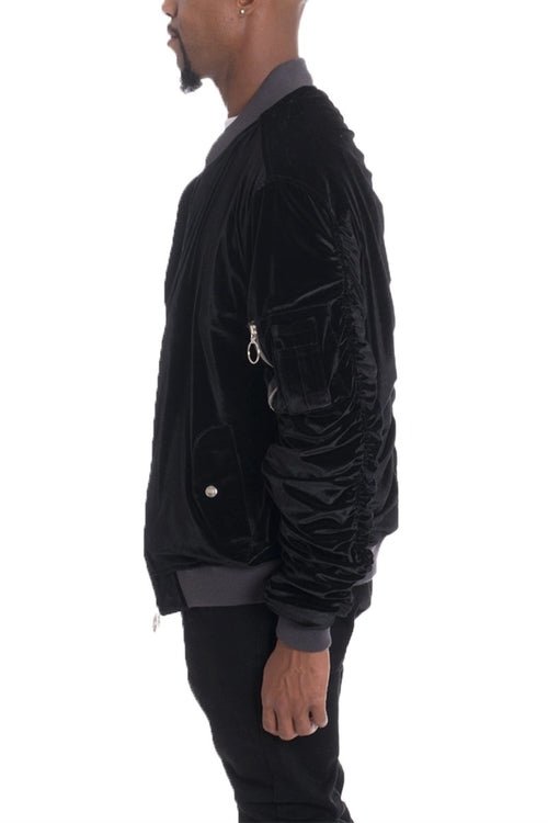 Velour Cinch Sleeve Bomber Jacket - product type - NovaVisio
