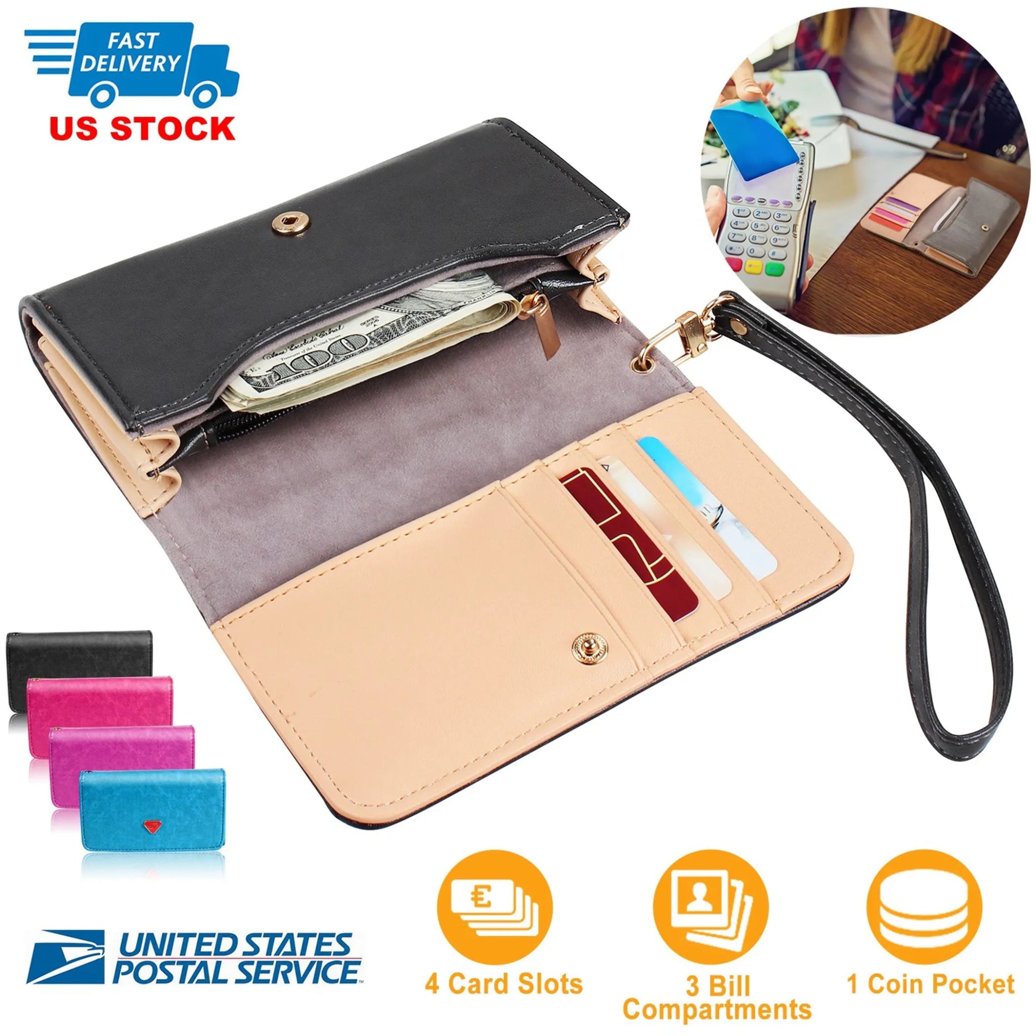 Women Wristlet Wallet PU Leather Lady Purse Credit Card Holder - product type - NovaVisio