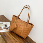 Women's Diamond Plaid Embroidered Shoulder Bag - Wave Pattern Crossbody Handbag - product type - NovaVisio