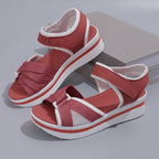 Women's Mesh Cross - Strap Sandals - Velcro Thick Sole Beach Flats - product type - NovaVisio