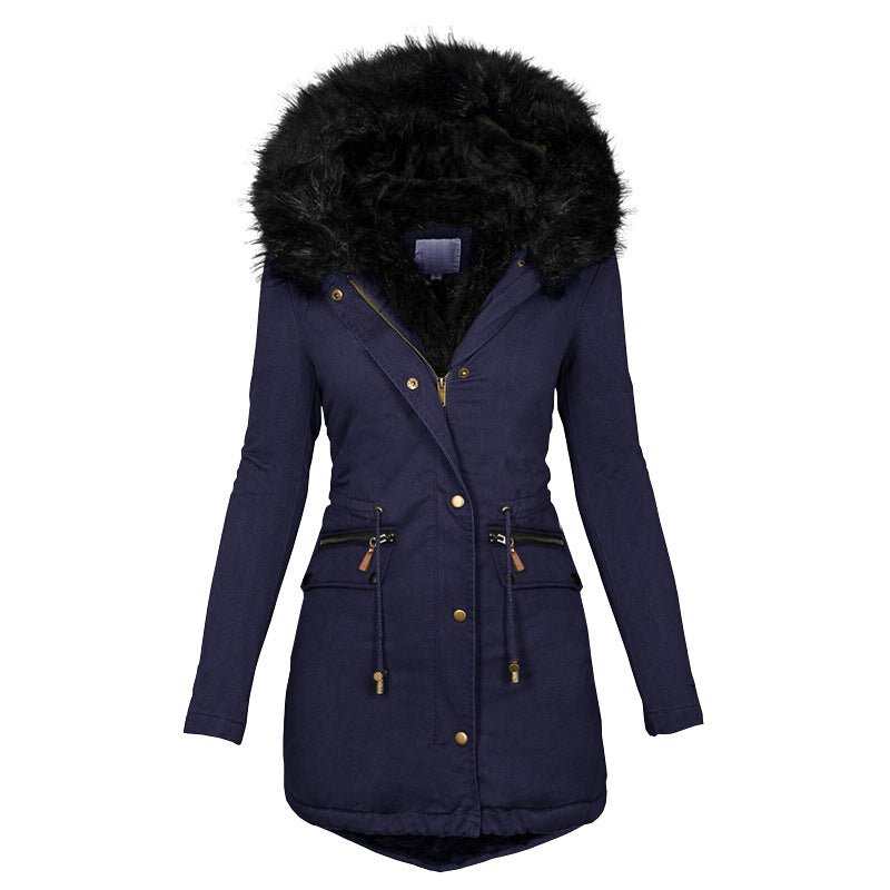 Women's Plush Hooded Winter Parka - Warm Zip - Up Jacket with Pockets - product type - NovaVisio
