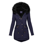 Women's Plush Hooded Winter Parka - Warm Zip - Up Jacket with Pockets - product type - NovaVisio