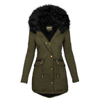 Women's Plush Hooded Winter Parka - Warm Zip - Up Jacket with Pockets - product type - NovaVisio