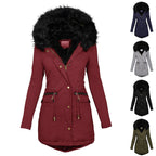 Women's Plush Hooded Winter Parka - Warm Zip - Up Jacket with Pockets - product type - NovaVisio