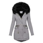 Women's Plush Hooded Winter Parka - Warm Zip - Up Jacket with Pockets - product type - NovaVisio