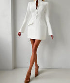 Women's Sexy Slim Waist Long Sleeve Stand Collar Dress - product type - NovaVisio