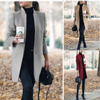 Women's Solid Color Woolen Coat - Classic Collar Jacket - product type - NovaVisio