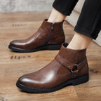 Zipper Pointed British Style High - top Large Size Leather Boots - product type - NovaVisio
