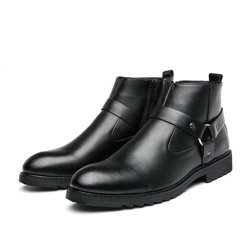 Zipper Pointed British Style High - top Large Size Leather Boots - product type - NovaVisio