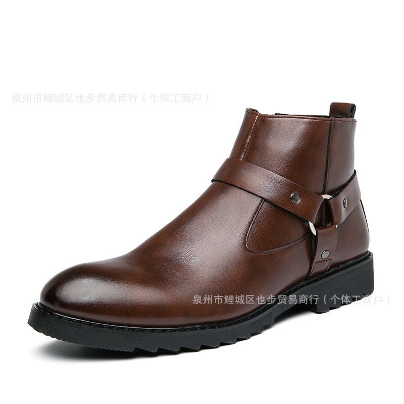 Zipper Pointed British Style High - top Large Size Leather Boots - product type - NovaVisio